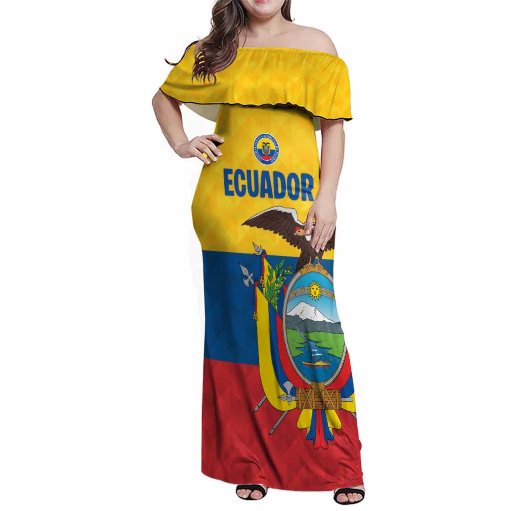 Ecuador Football Custom Family Matching Off Shoulder Maxi Dress and Hawaiian Shirt La Tricolor Pride - Wonder Print Shop
