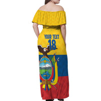 Ecuador Football Custom Family Matching Off Shoulder Maxi Dress and Hawaiian Shirt La Tricolor Pride - Wonder Print Shop