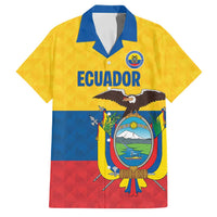 Ecuador Football Custom Family Matching Off Shoulder Short Dress and Hawaiian Shirt La Tricolor Pride - Wonder Print Shop