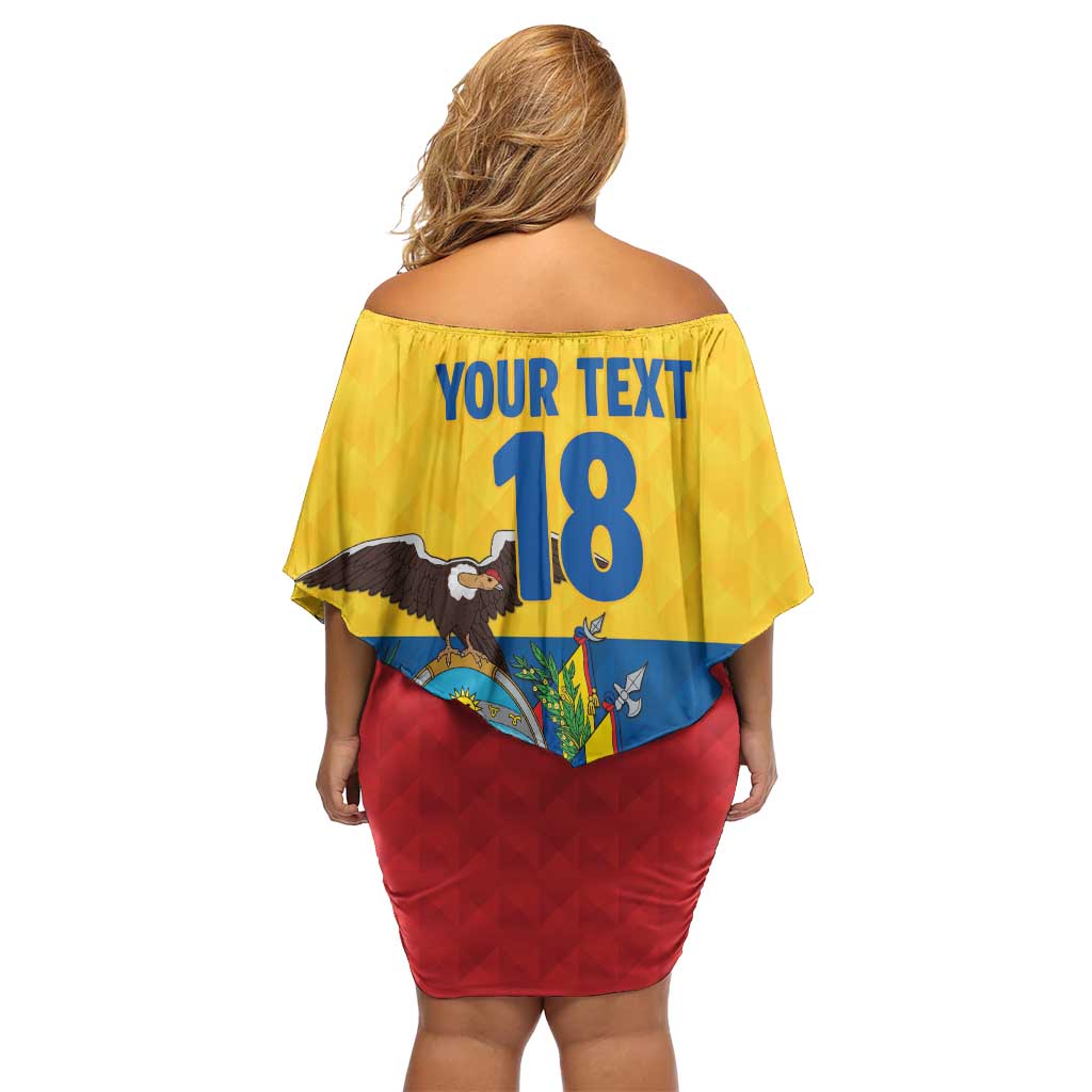 Ecuador Football Custom Family Matching Off Shoulder Short Dress and Hawaiian Shirt La Tricolor Pride - Wonder Print Shop
