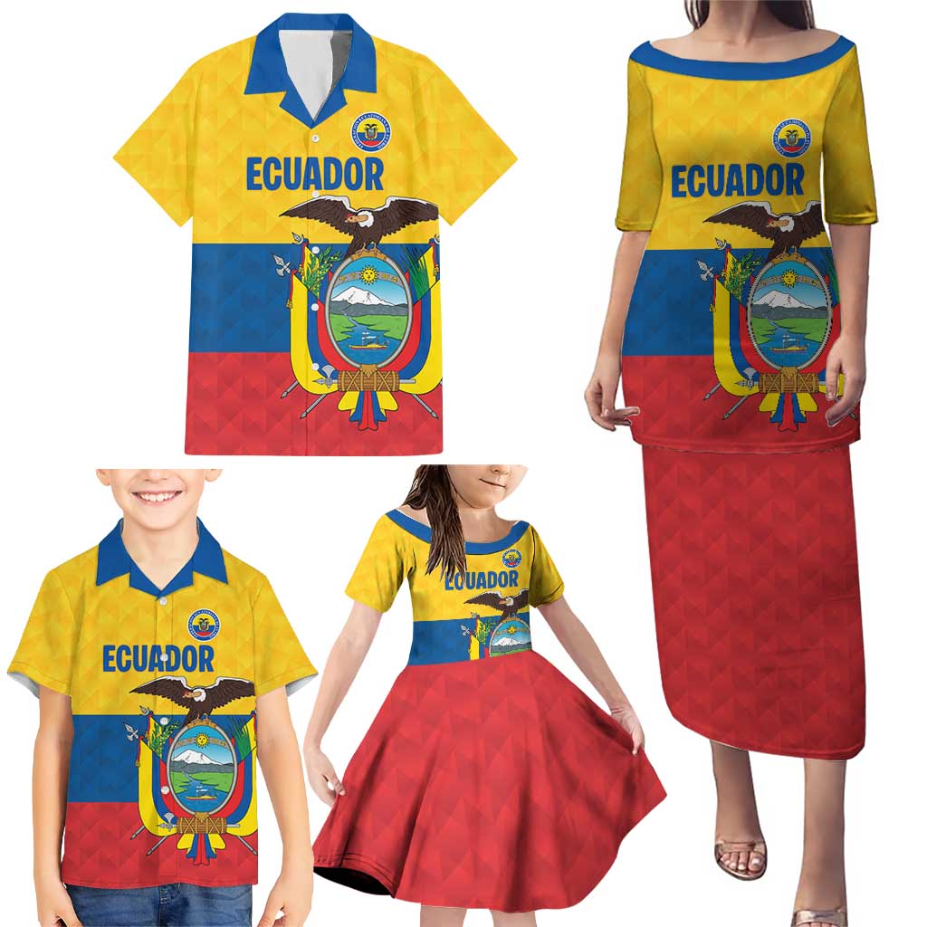 Ecuador Football Custom Family Matching Puletasi and Hawaiian Shirt La Tricolor Pride - Wonder Print Shop