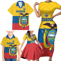 Ecuador Football Custom Family Matching Short Sleeve Bodycon Dress and Hawaiian Shirt La Tricolor Pride - Wonder Print Shop