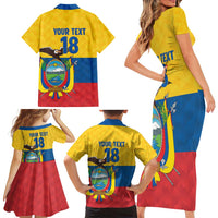 Ecuador Football Custom Family Matching Short Sleeve Bodycon Dress and Hawaiian Shirt La Tricolor Pride - Wonder Print Shop