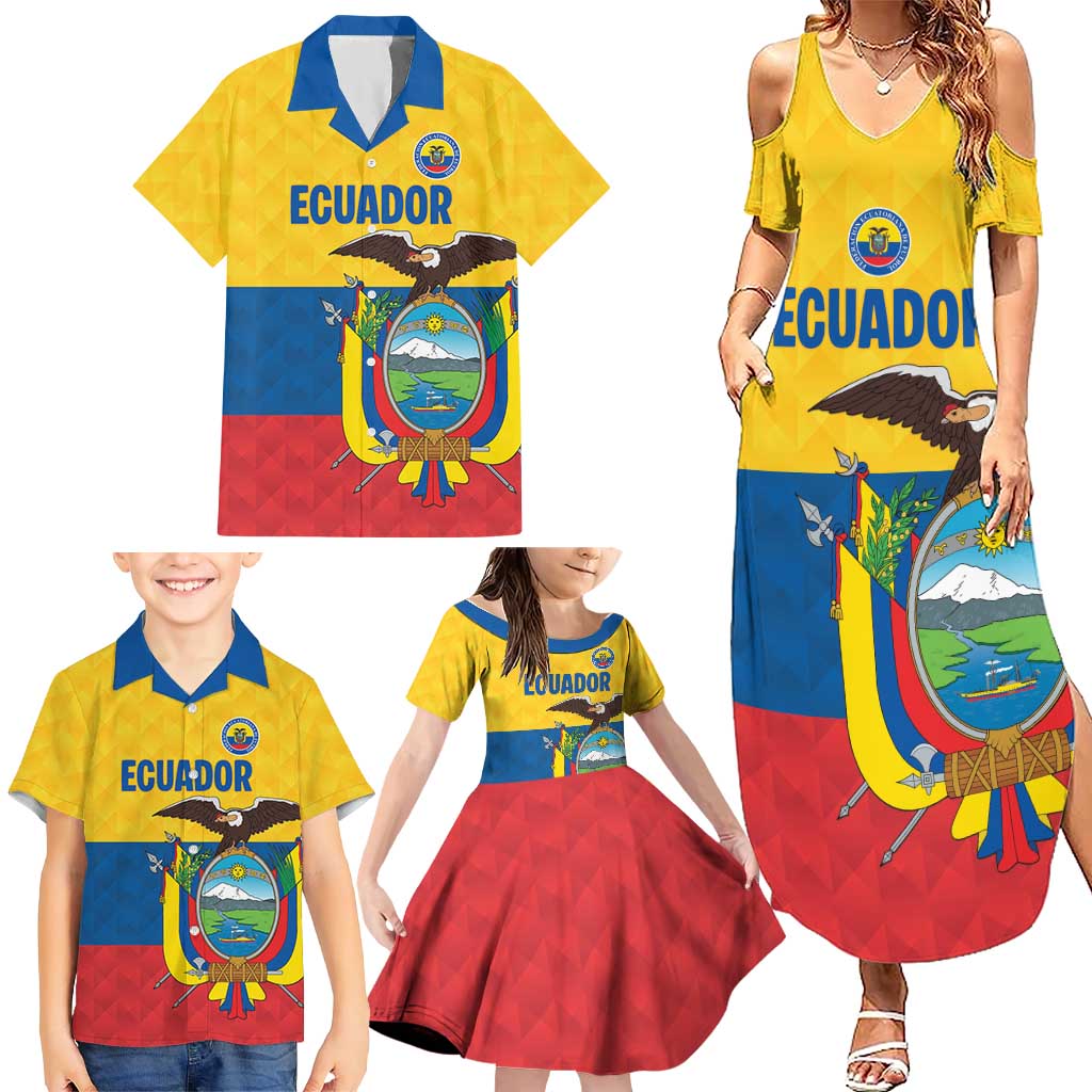 Ecuador Football Custom Family Matching Summer Maxi Dress and Hawaiian Shirt La Tricolor Pride - Wonder Print Shop