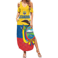 Ecuador Football Custom Family Matching Summer Maxi Dress and Hawaiian Shirt La Tricolor Pride - Wonder Print Shop