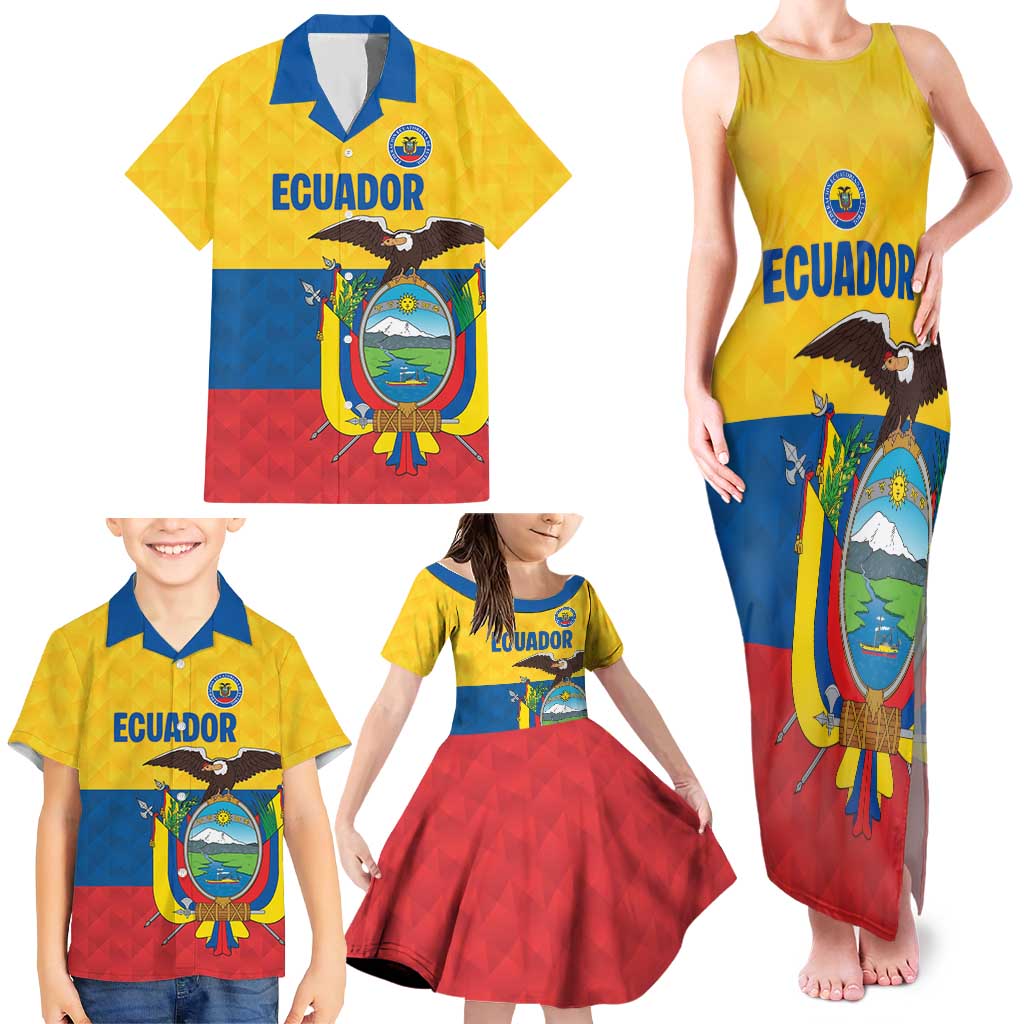 Ecuador Football Custom Family Matching Tank Maxi Dress and Hawaiian Shirt La Tricolor Pride - Wonder Print Shop