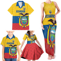 Ecuador Football Custom Family Matching Tank Maxi Dress and Hawaiian Shirt La Tricolor Pride - Wonder Print Shop