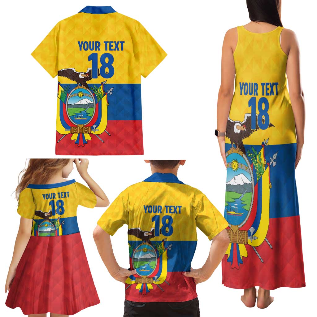 Ecuador Football Custom Family Matching Tank Maxi Dress and Hawaiian Shirt La Tricolor Pride - Wonder Print Shop