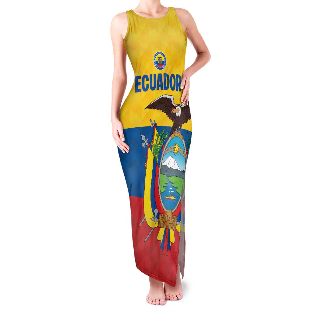 Ecuador Football Custom Family Matching Tank Maxi Dress and Hawaiian Shirt La Tricolor Pride - Wonder Print Shop