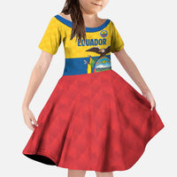 Ecuador Football Custom Kid Short Sleeve Dress La Tricolor Pride - Wonder Print Shop