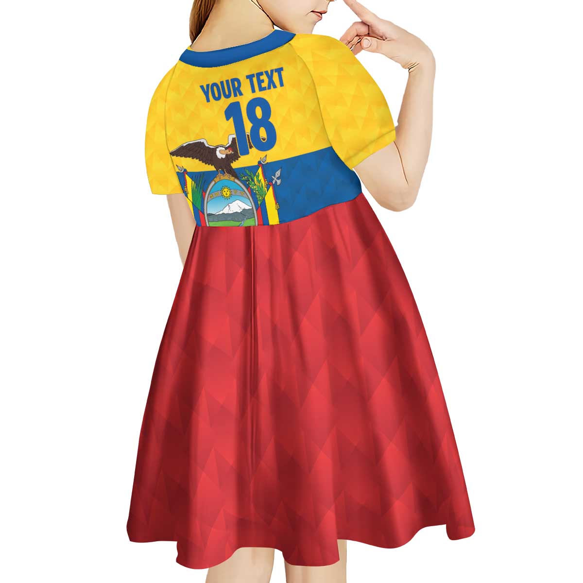 Ecuador Football Custom Kid Short Sleeve Dress La Tricolor Pride - Wonder Print Shop