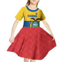Ecuador Football Custom Kid Short Sleeve Dress La Tricolor Pride - Wonder Print Shop