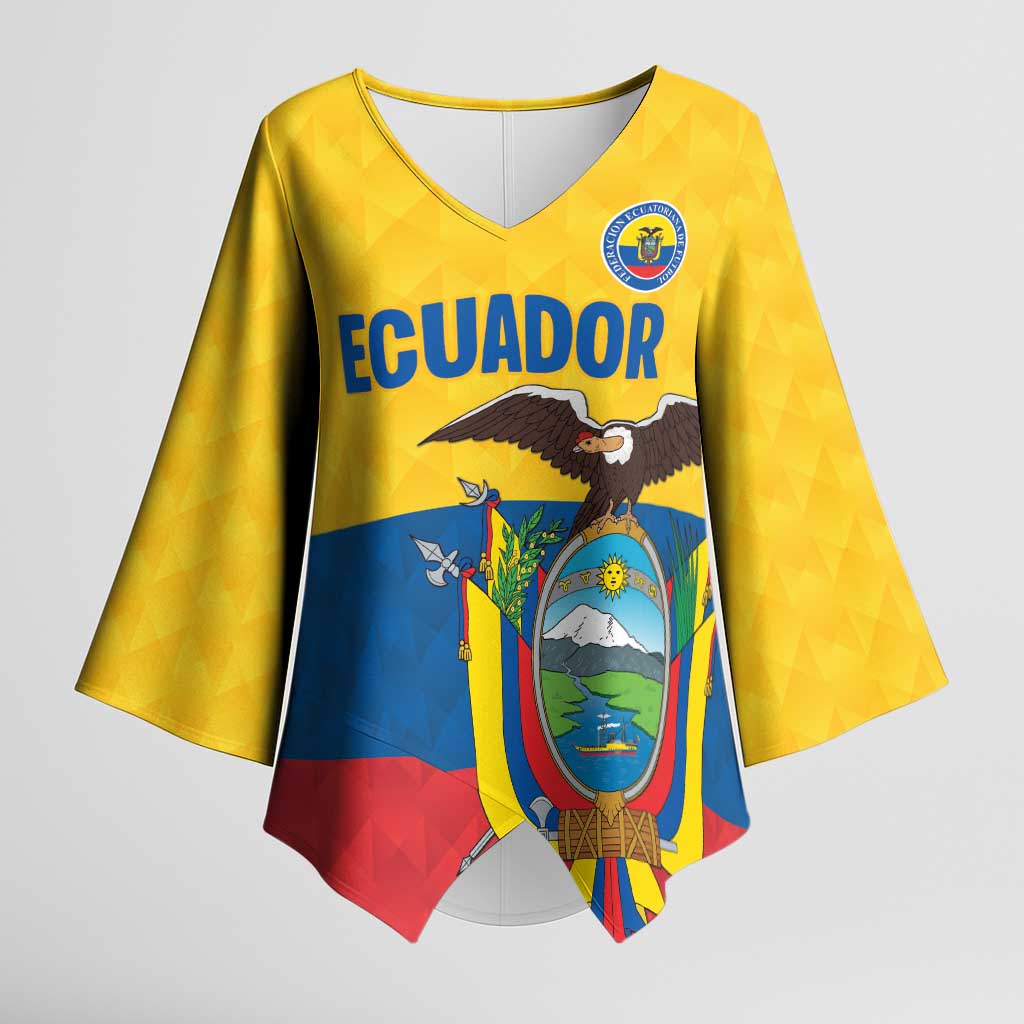 Ecuador Football Custom Kimono Sleeve Blouse La Tricolor Pride - Wonder Print Shop