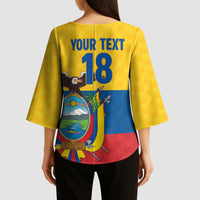 Ecuador Football Custom Kimono Sleeve Blouse La Tricolor Pride - Wonder Print Shop
