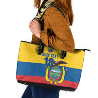 Ecuador Football Custom Leather Tote Bag La Tricolor Pride - Wonder Print Shop