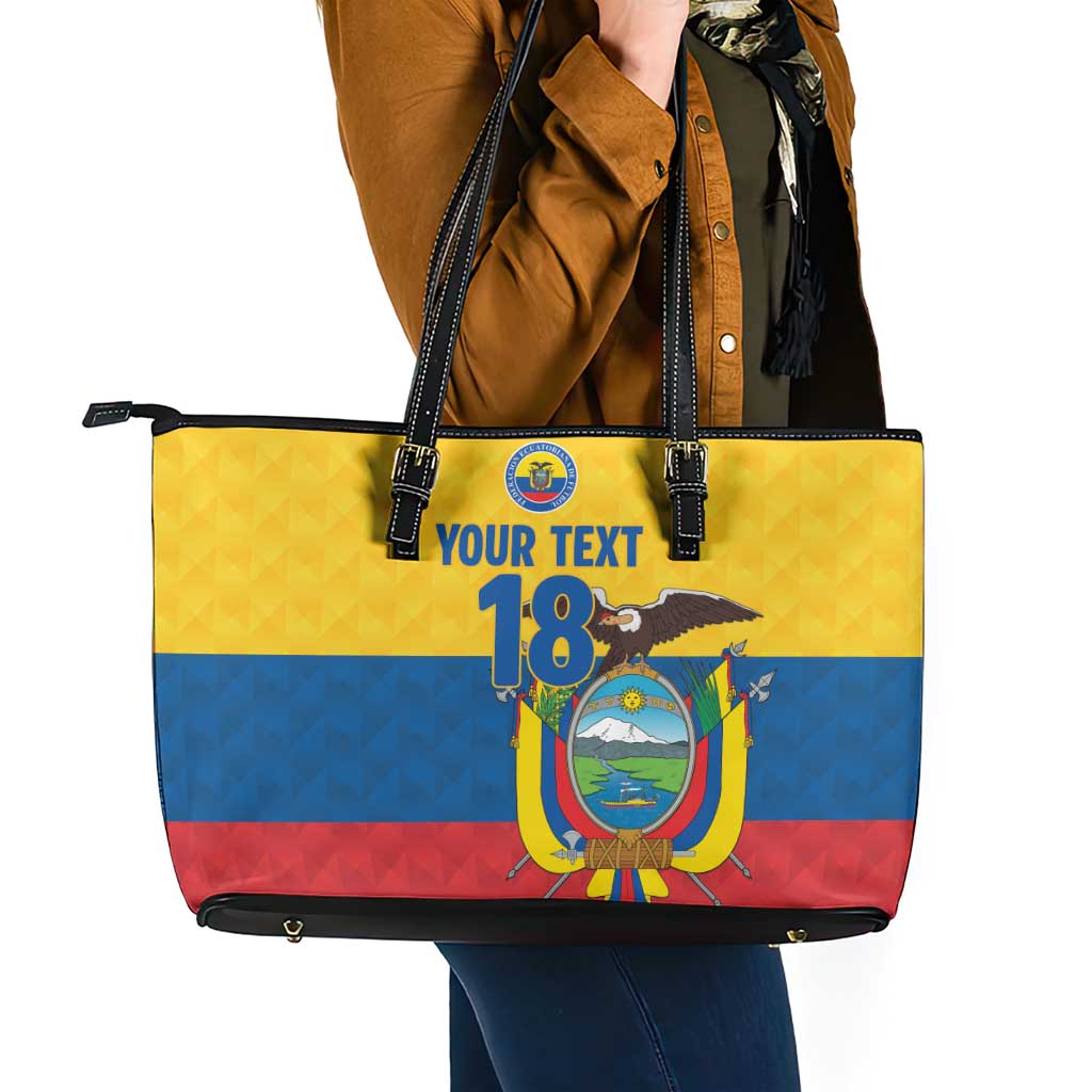 Ecuador Football Custom Leather Tote Bag La Tricolor Pride - Wonder Print Shop