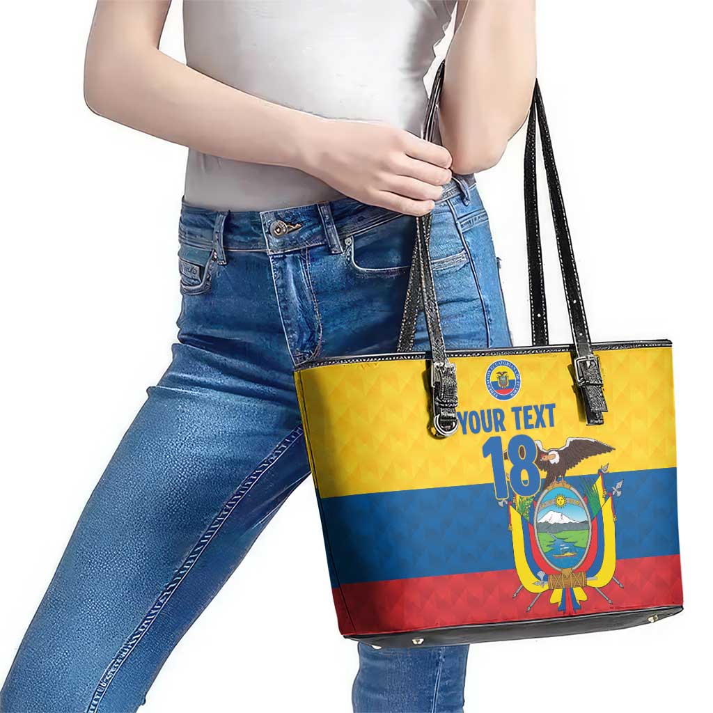 Ecuador Football Custom Leather Tote Bag La Tricolor Pride - Wonder Print Shop