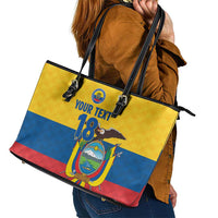 Ecuador Football Custom Leather Tote Bag La Tricolor Pride - Wonder Print Shop