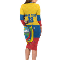Ecuador Football Custom Long Sleeve Bodycon Dress La Tricolor Pride - Wonder Print Shop