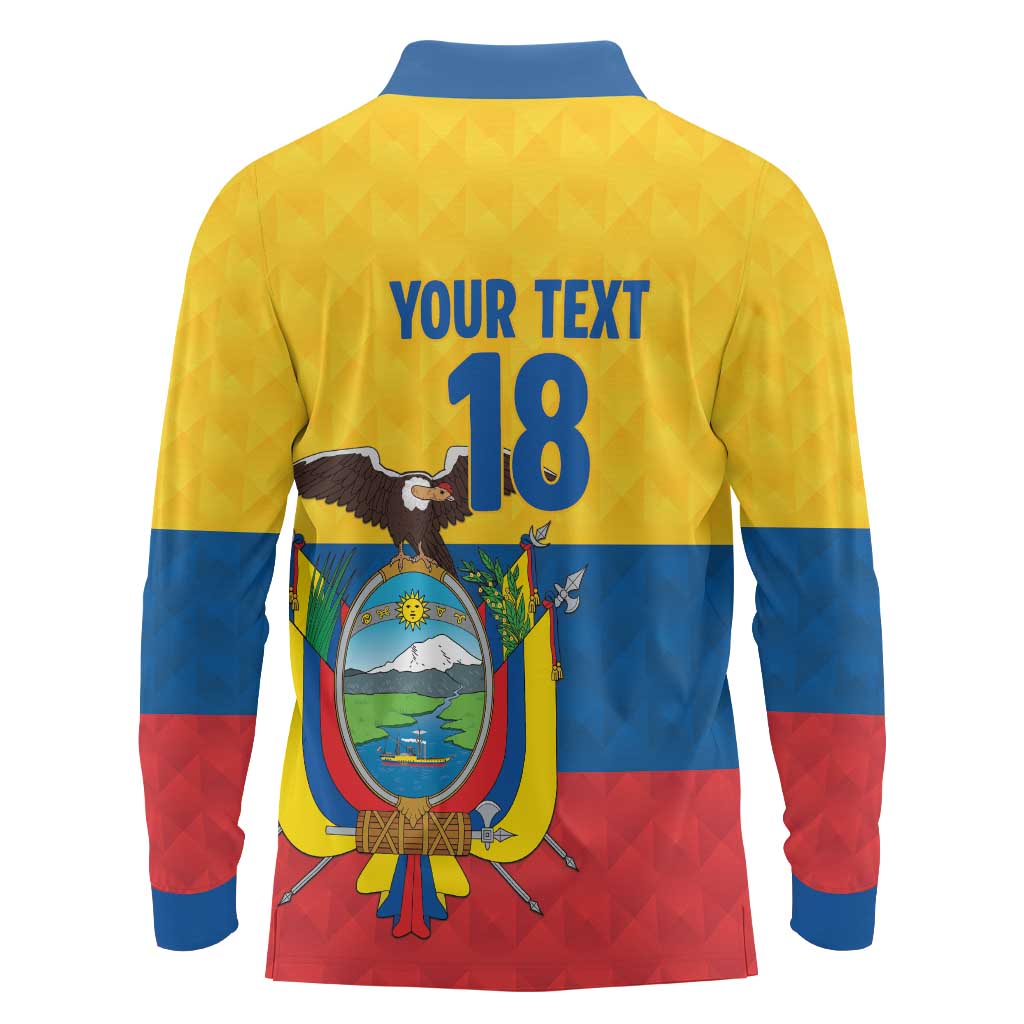 Ecuador Football Custom Long Sleeve Polo Shirt La Tricolor Pride - Wonder Print Shop