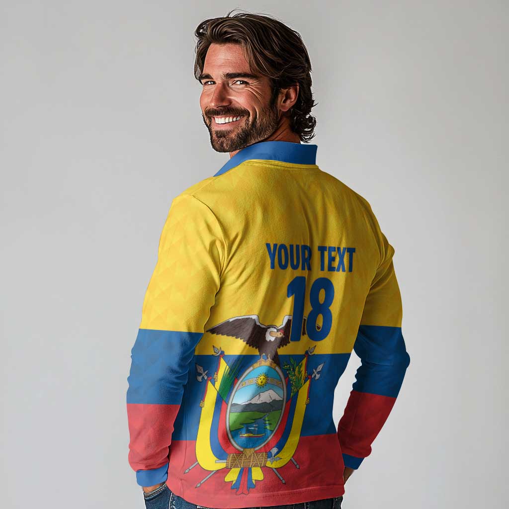 Ecuador Football Custom Long Sleeve Polo Shirt La Tricolor Pride - Wonder Print Shop