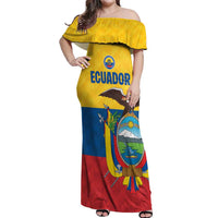 Ecuador Football Custom Off Shoulder Maxi Dress La Tricolor Pride - Wonder Print Shop
