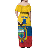 Ecuador Football Custom Off Shoulder Maxi Dress La Tricolor Pride - Wonder Print Shop