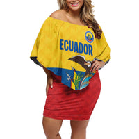 Ecuador Football Custom Off Shoulder Short Dress La Tricolor Pride - Wonder Print Shop
