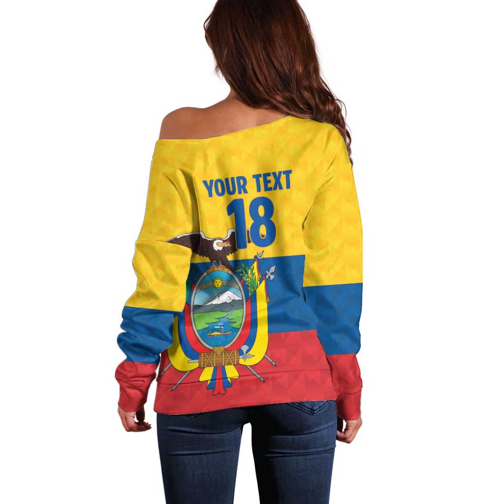 Ecuador Football Custom Off Shoulder Sweater La Tricolor Pride - Wonder Print Shop