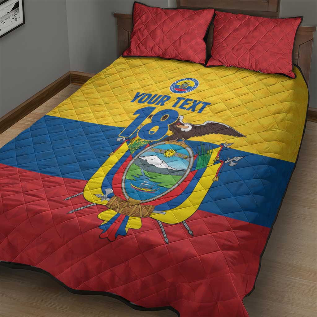 Ecuador Football Custom Quilt Bed Set La Tricolor Pride - Wonder Print Shop