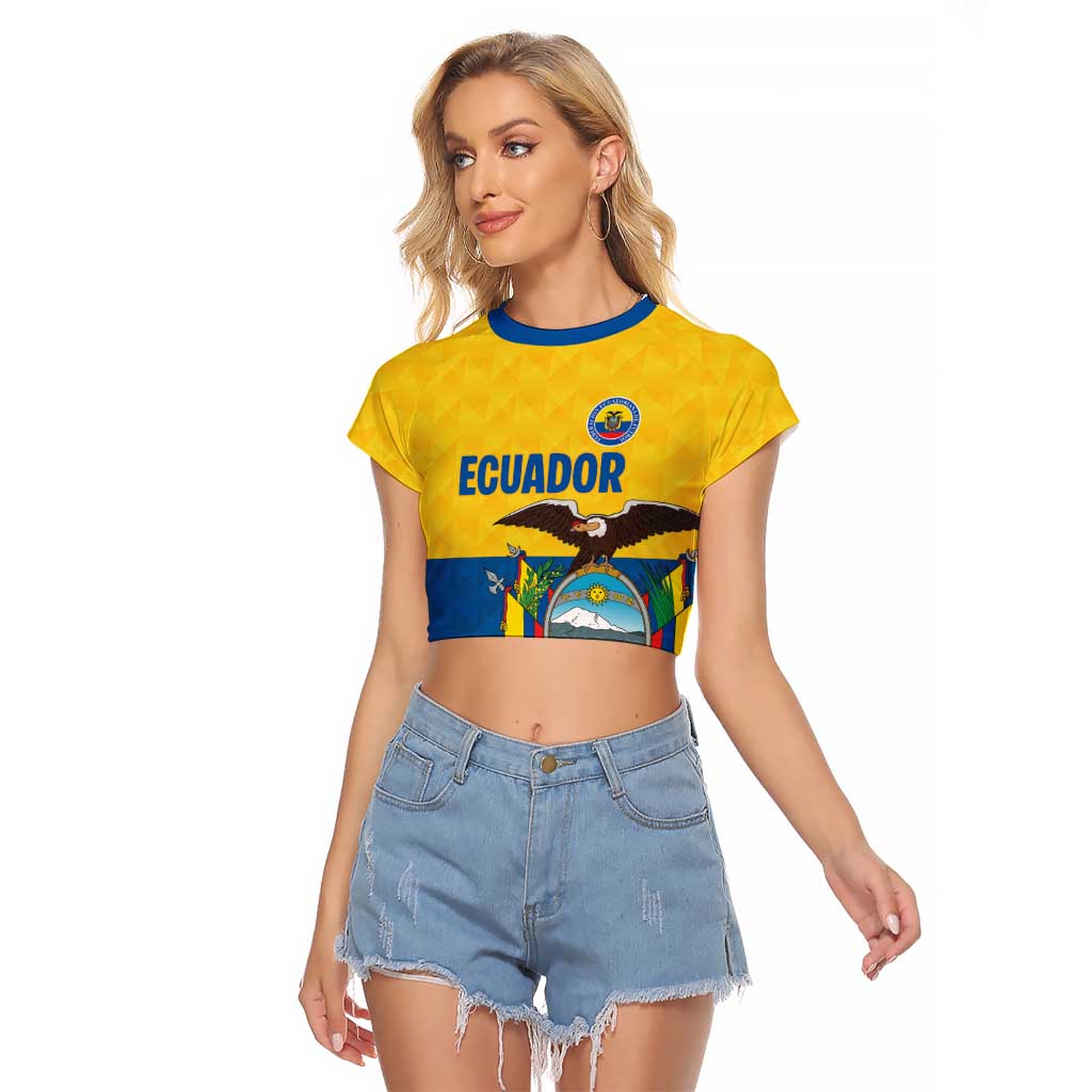 Ecuador Football Custom Raglan Cropped T Shirt La Tricolor Pride - Wonder Print Shop