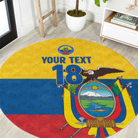 Ecuador Football Custom Round Carpet La Tricolor Pride - Wonder Print Shop