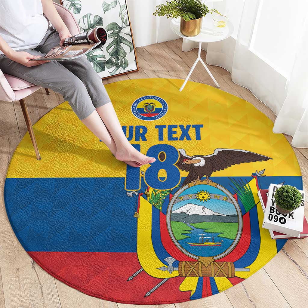 Ecuador Football Custom Round Carpet La Tricolor Pride - Wonder Print Shop