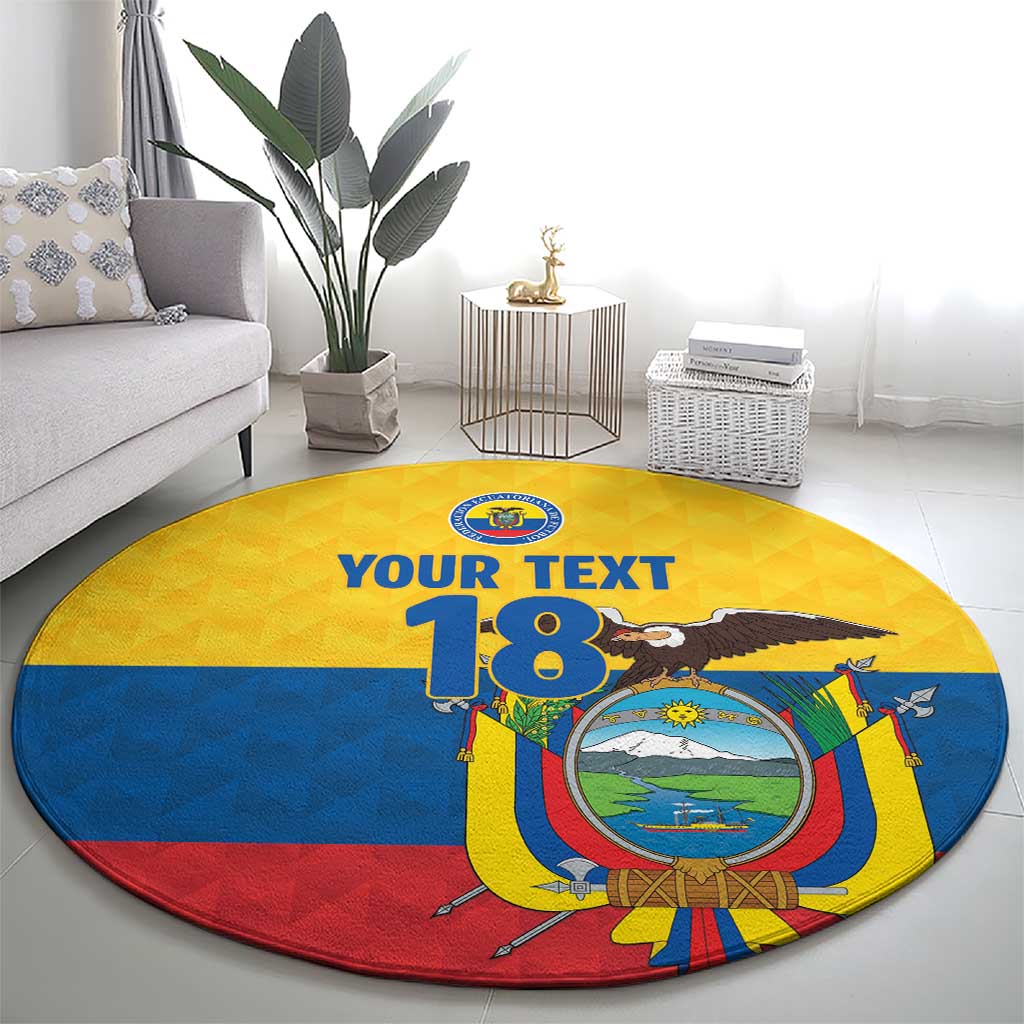 Ecuador Football Custom Round Carpet La Tricolor Pride - Wonder Print Shop