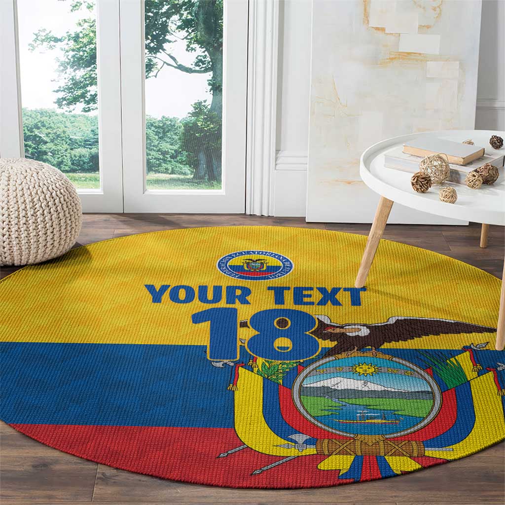 Ecuador Football Custom Round Carpet La Tricolor Pride - Wonder Print Shop