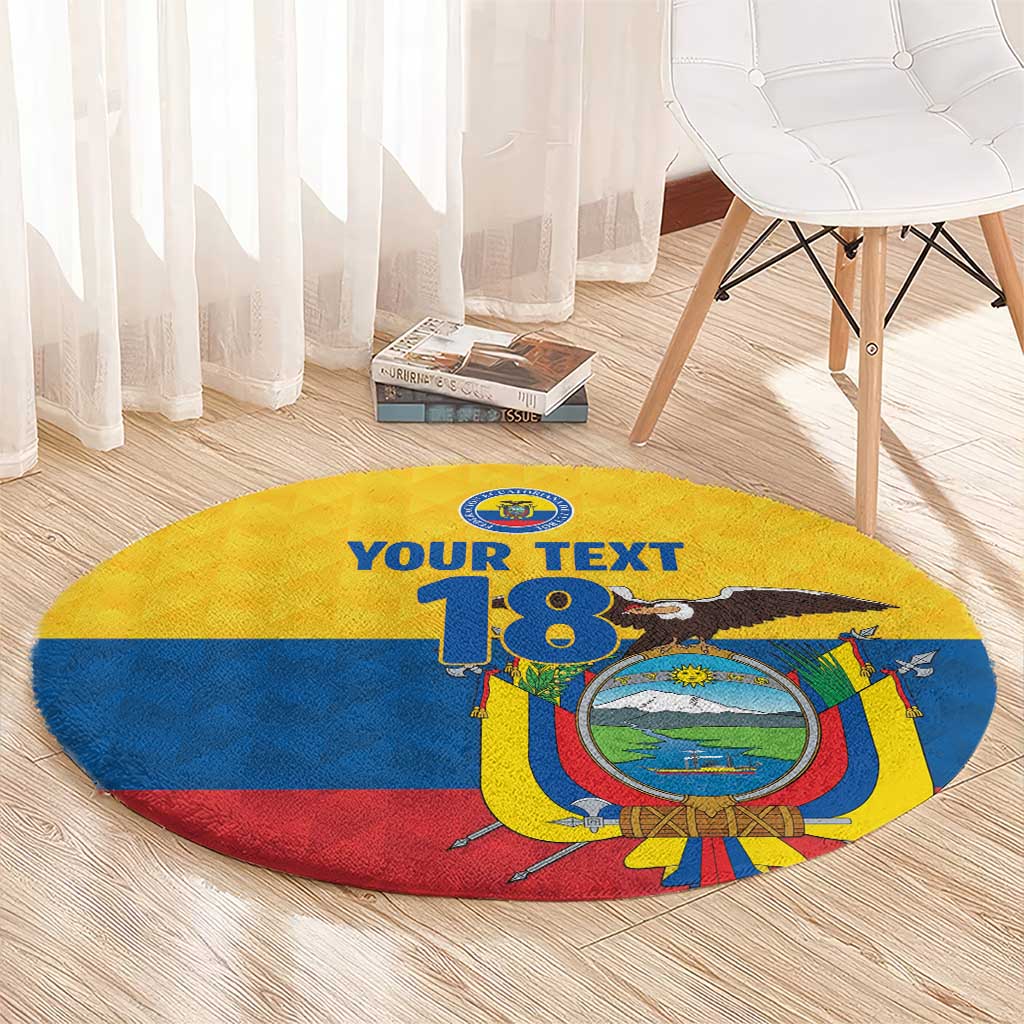 Ecuador Football Custom Round Carpet La Tricolor Pride - Wonder Print Shop