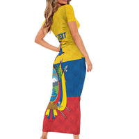 Ecuador Football Custom Short Sleeve Bodycon Dress La Tricolor Pride - Wonder Print Shop