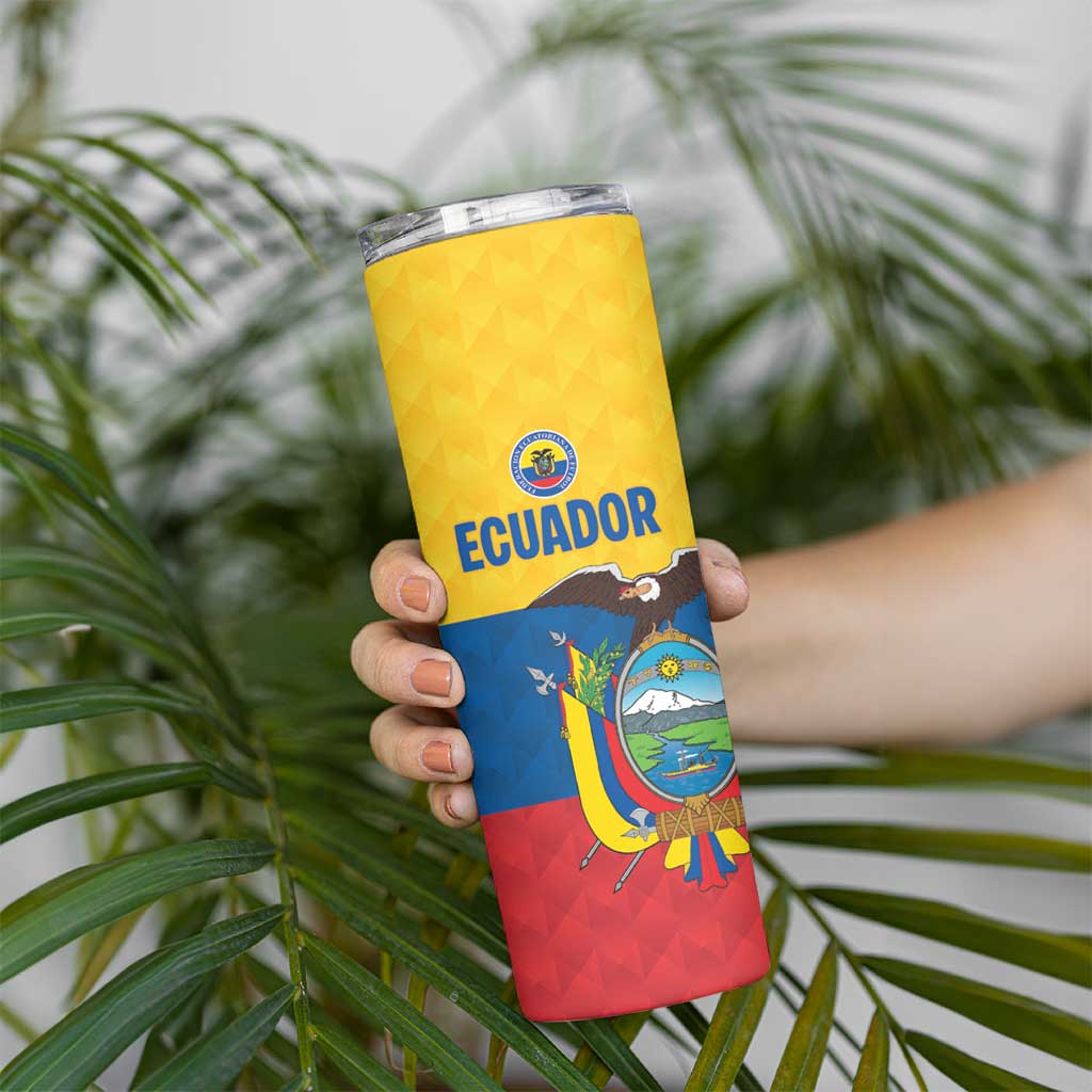 Ecuador Football Custom Skinny Tumbler La Tricolor Pride - Wonder Print Shop