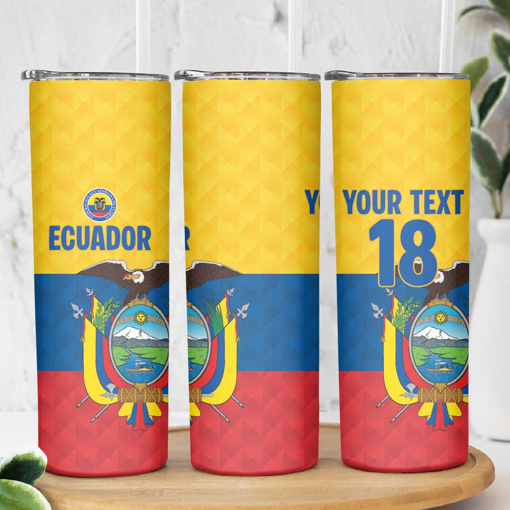 Ecuador Football Custom Skinny Tumbler La Tricolor Pride - Wonder Print Shop
