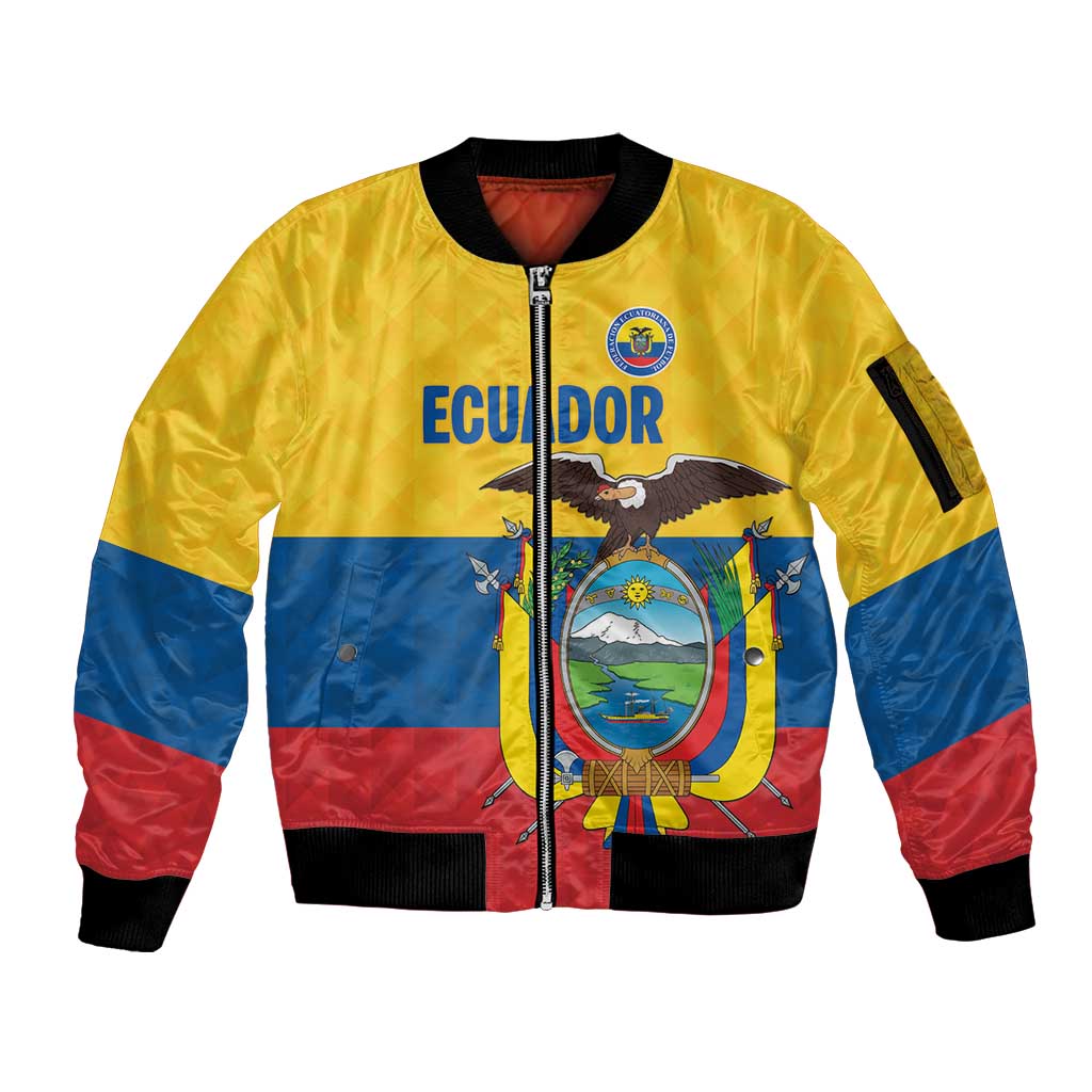 Ecuador Football Custom Sleeve Zip Bomber Jacket La Tricolor Pride - Wonder Print Shop