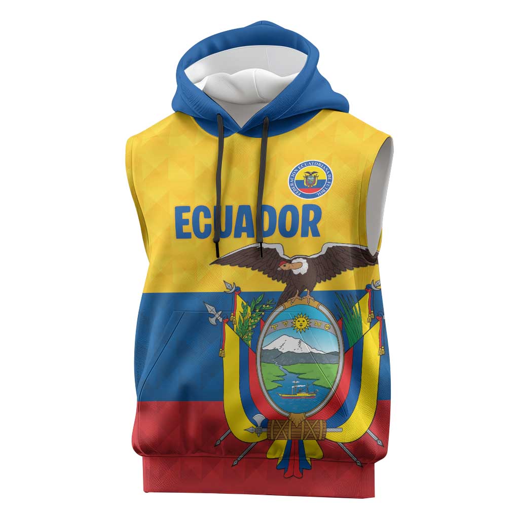 Ecuador Football Custom Sleeveless Hoodie La Tricolor Pride - Wonder Print Shop