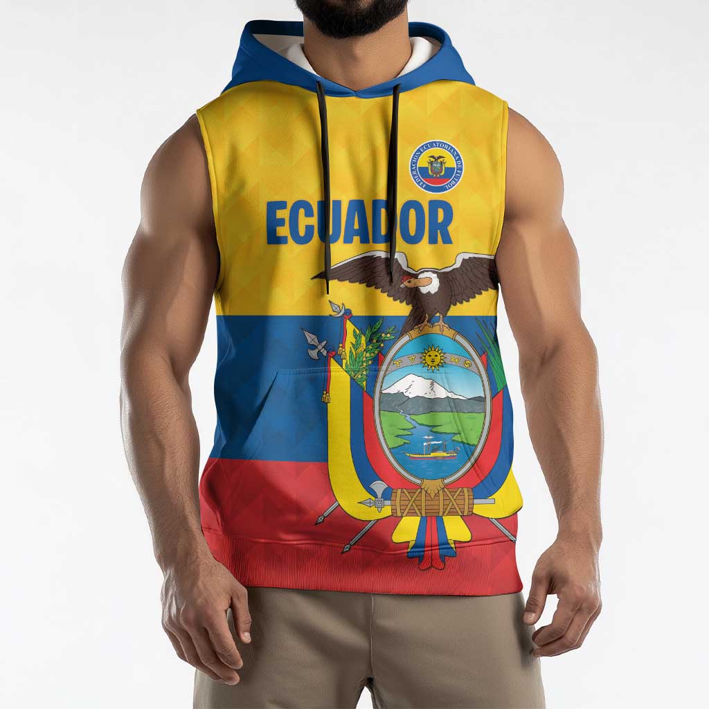 Ecuador Football Custom Sleeveless Hoodie La Tricolor Pride - Wonder Print Shop