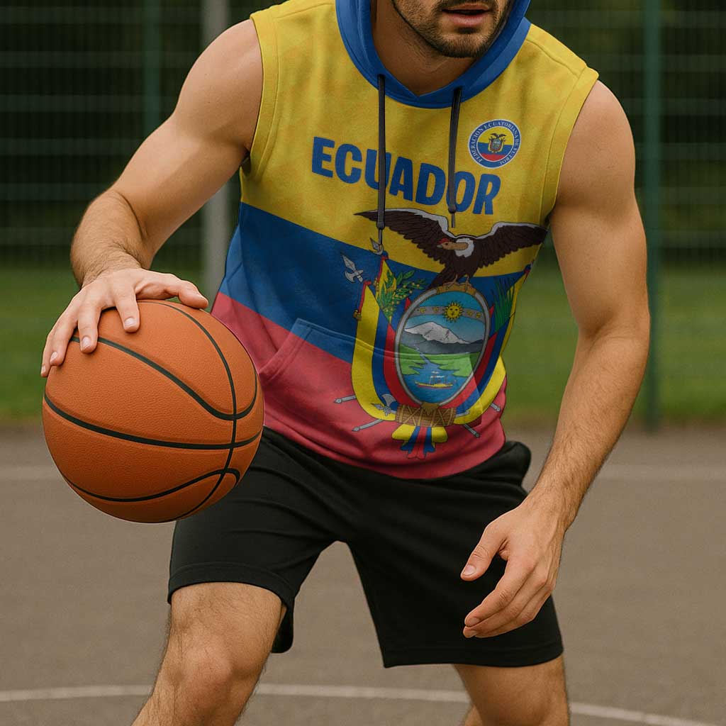 Ecuador Football Custom Sleeveless Hoodie La Tricolor Pride - Wonder Print Shop