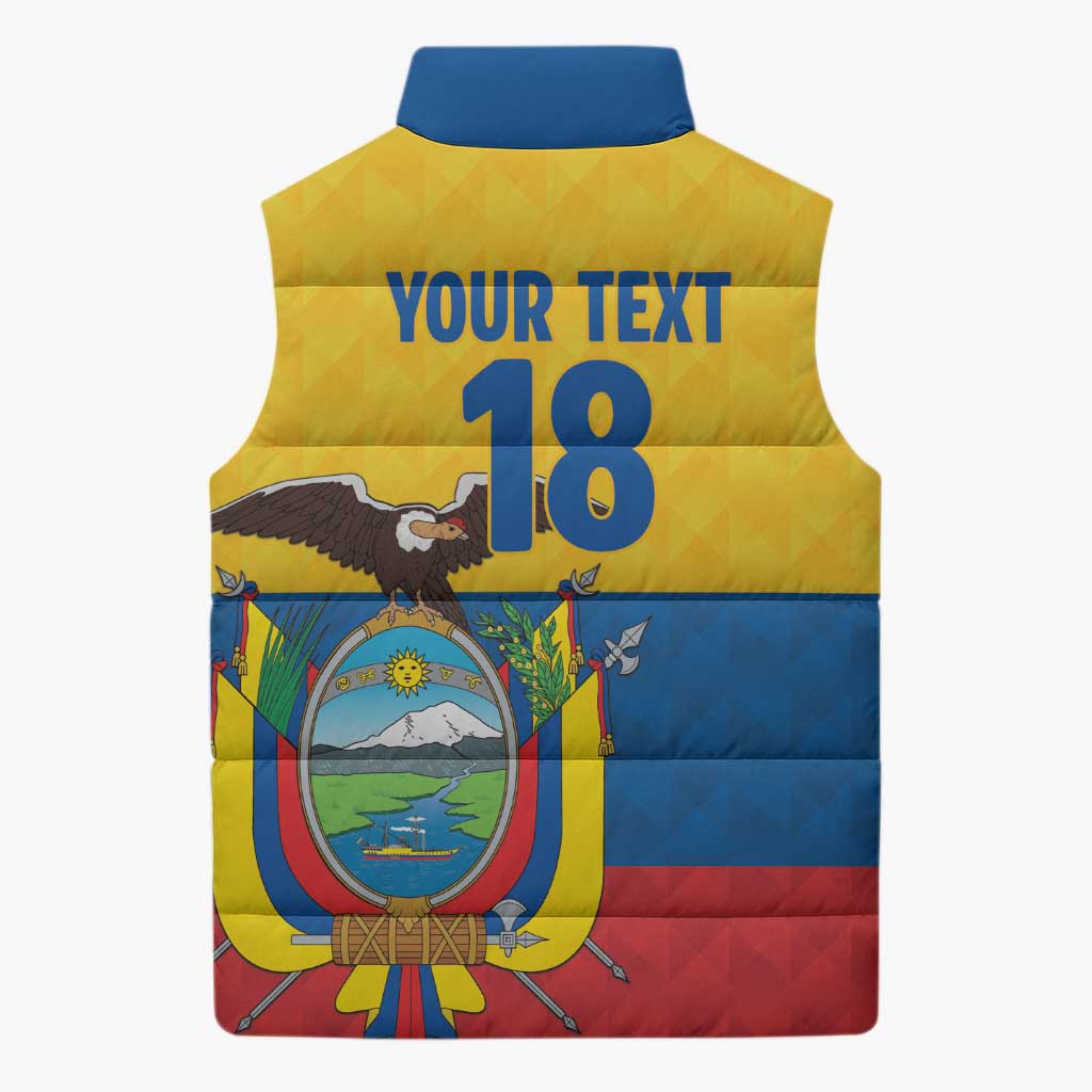 Ecuador Football Custom Sleeveless Puffer Jacket La Tricolor Pride - Wonder Print Shop