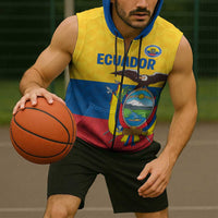 Ecuador Football Custom Sleeveless Zip Hoodie La Tricolor Pride - Wonder Print Shop