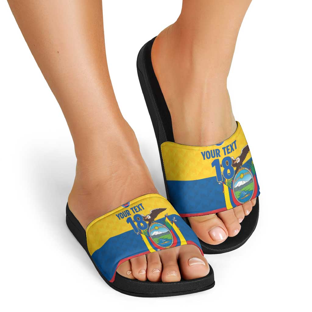 Ecuador Football Custom Slide Sandals La Tricolor Pride - Wonder Print Shop