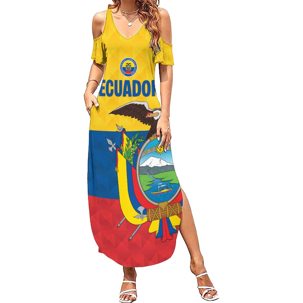 Ecuador Football Custom Summer Maxi Dress La Tricolor Pride - Wonder Print Shop