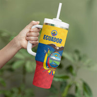 Ecuador Football Custom Tumbler With Handle La Tricolor Pride - Wonder Print Shop