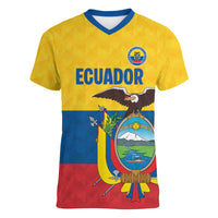 Ecuador Football Custom Women V-Neck T-Shirt La Tricolor Pride - Wonder Print Shop
