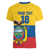 Ecuador Football Custom Women V-Neck T-Shirt La Tricolor Pride - Wonder Print Shop